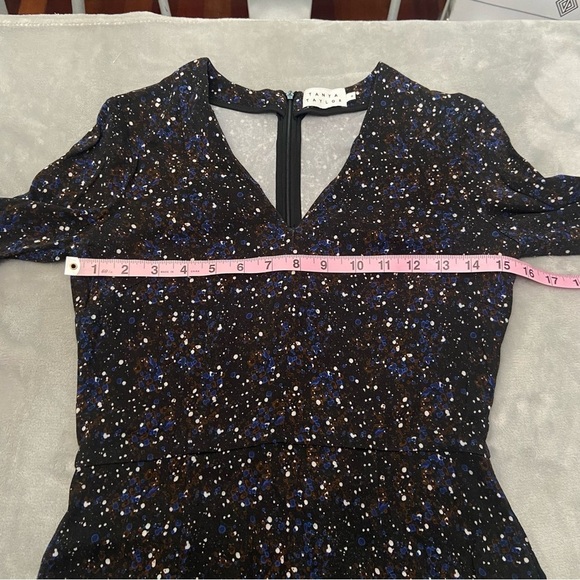 Tanya Taylor Printed Sheath Dress Black Blue dotted splatter print 21832 - Picture 6 of 9